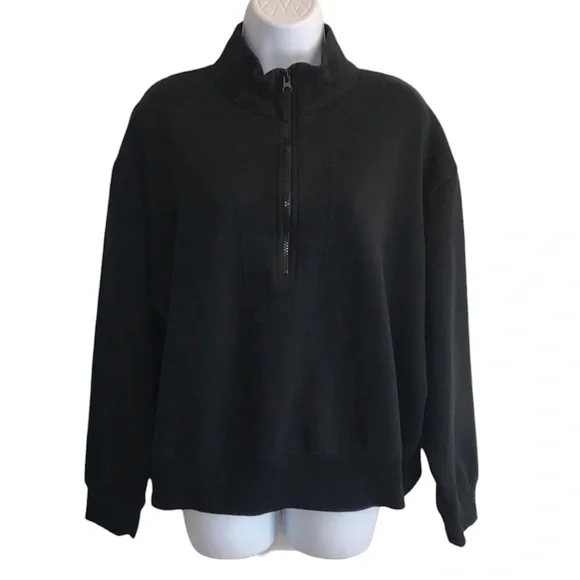 🔴 4/$15 A New Day Black mock neck 1/2 zip pullover sweatshirt size L in EUC - Picture 1 of 14